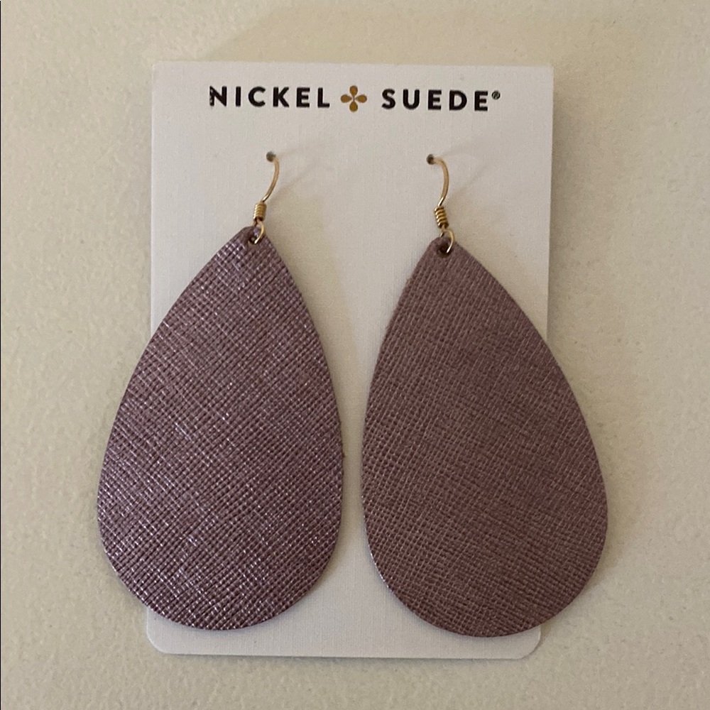 Nickel & Suede Jingle Bells (newer) Teardrop Earrings Size M